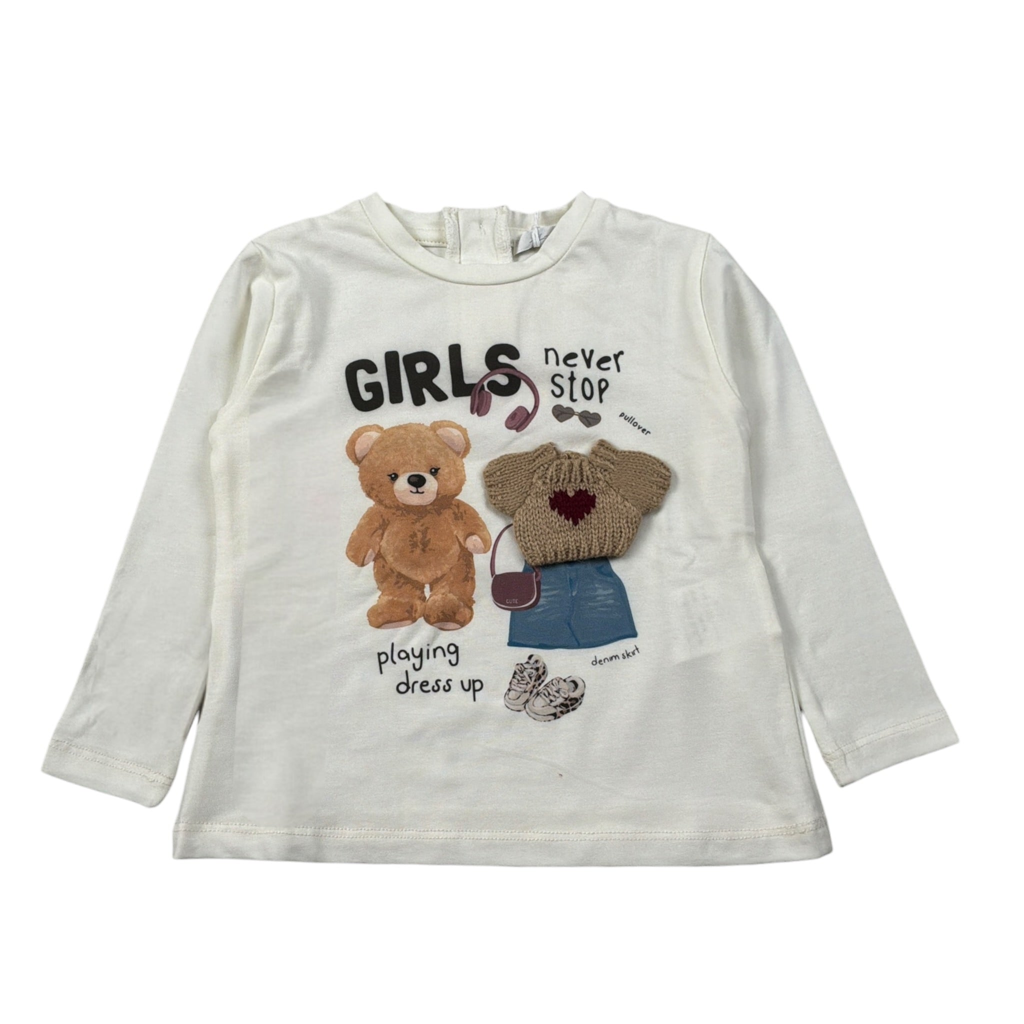 U+È Shirt Girocollo tinta unita con Stampe Panna per Neonata UE2006N PANNA U+è 