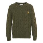 U.S. Pollo Assn Maglia tinta unita con Logo E Trecce Verde per Bambina 002592 VERDE U.S. POLO ASSN 