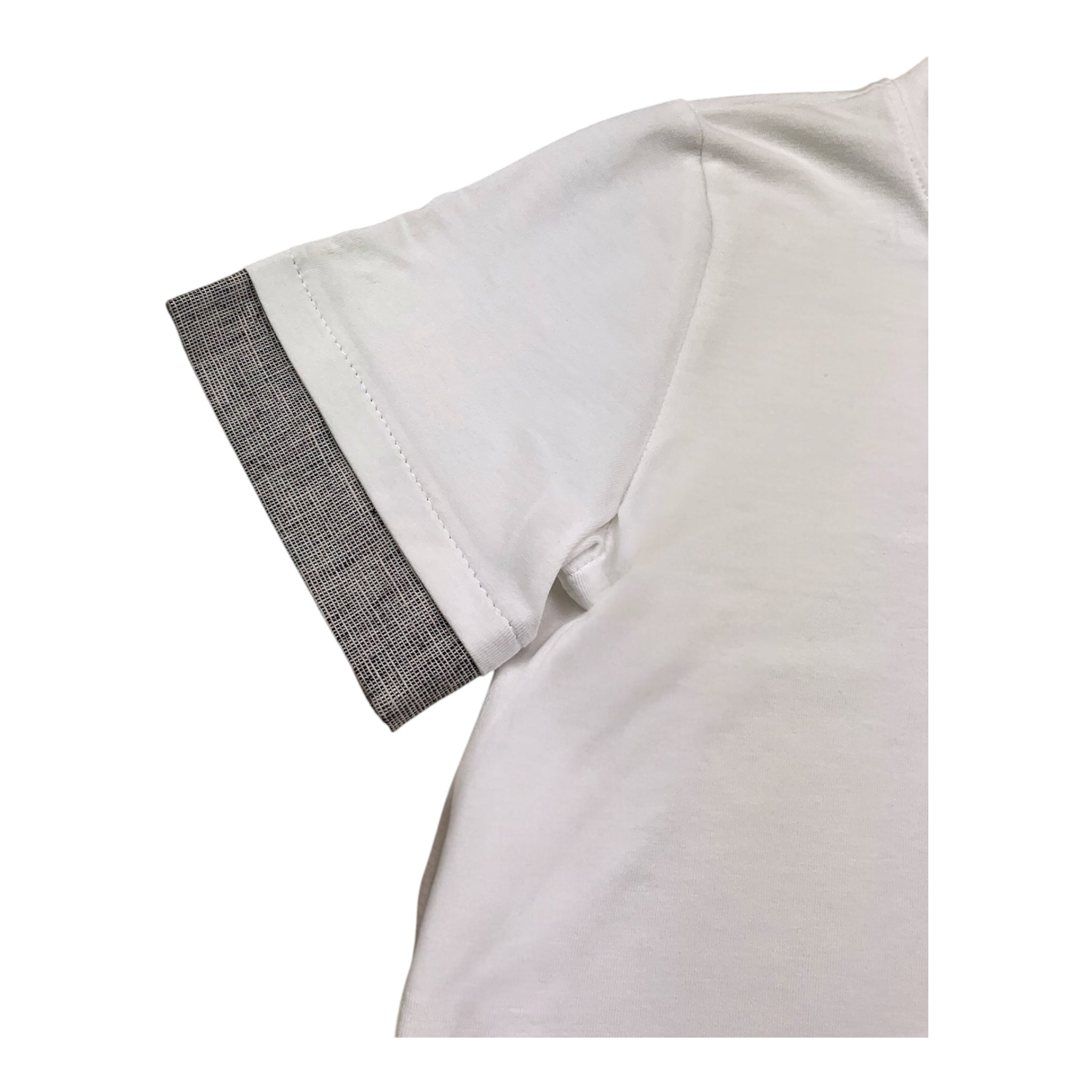 @Madilly T-Shirt Girocollo Tinta Unita con Profili Maniche In Contrasto per Bambino BOY BIANCO @MADILLY 