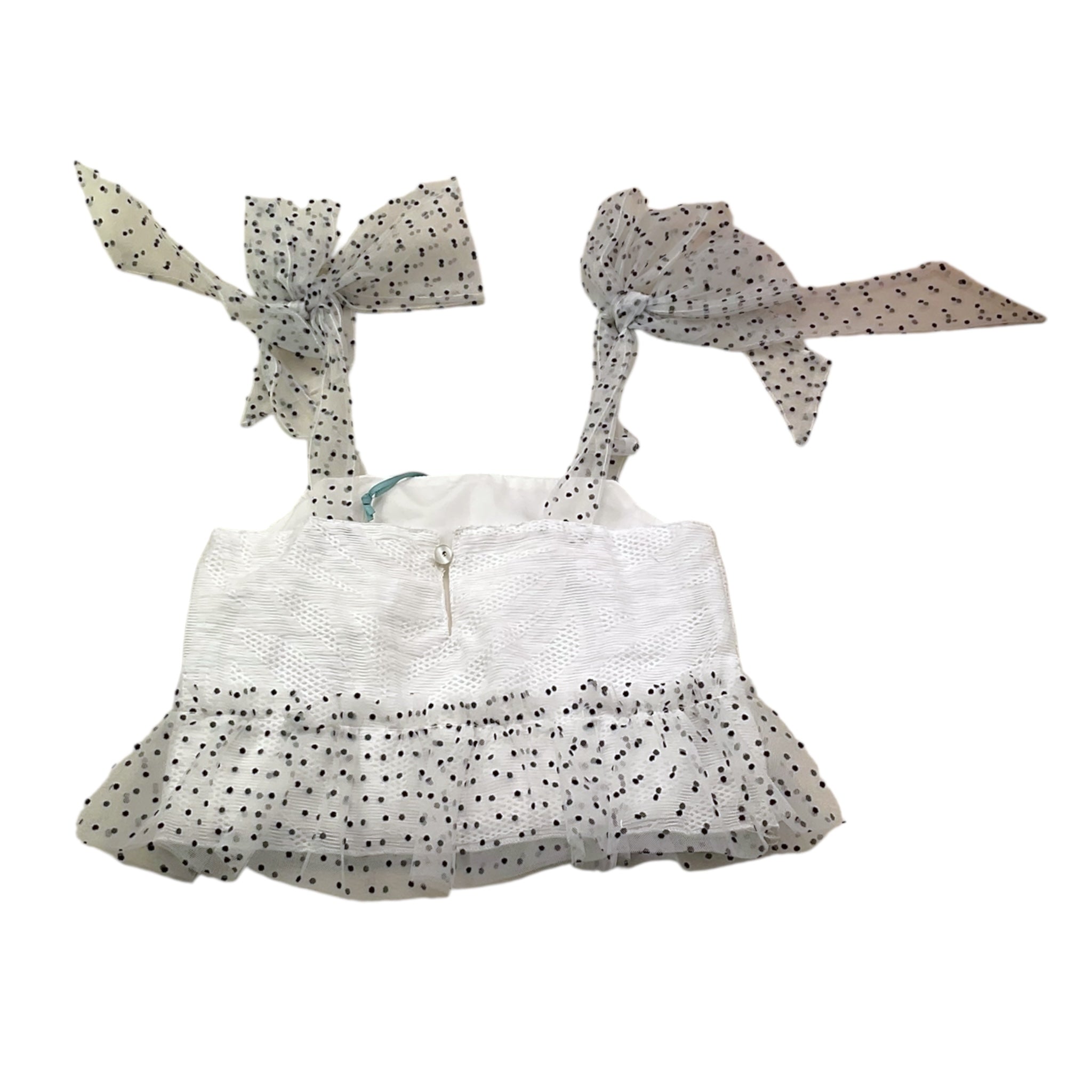 A' La Page Top Tinta Unita con Tulle E Fantasia Pois per Bambina 25SAGDRE000144 BIANCO A' LA PAGE 