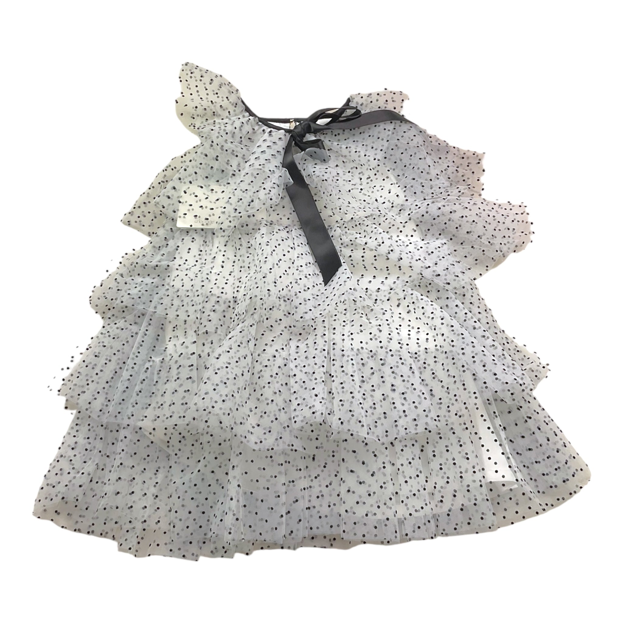 A' La Page Abito Tinta Unita con Tulle E Pailletes per Bambina 25SAGRE00006 BIANCO A' LA PAGE 