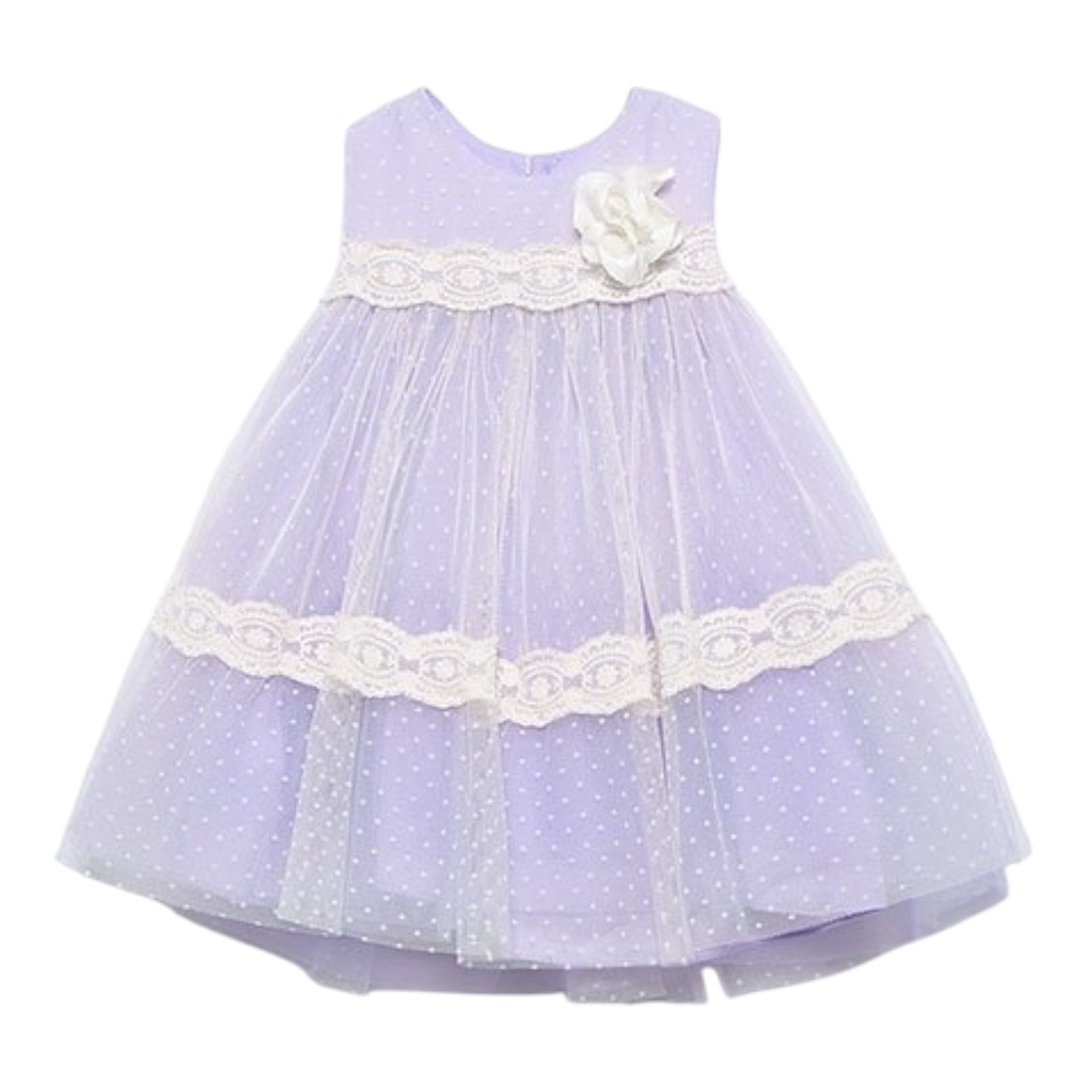 Abel & Lula Abito Cerimonia Tinta Unita con Tulle Giromanica per Neonata 5016 LILLA ABEL & LULA 