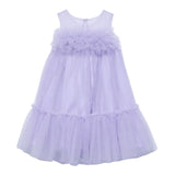 Abel & Lula Abito Tinta Unita Giromanica con Tulle per Bambina 5051X LILLA ABEL & LULA 