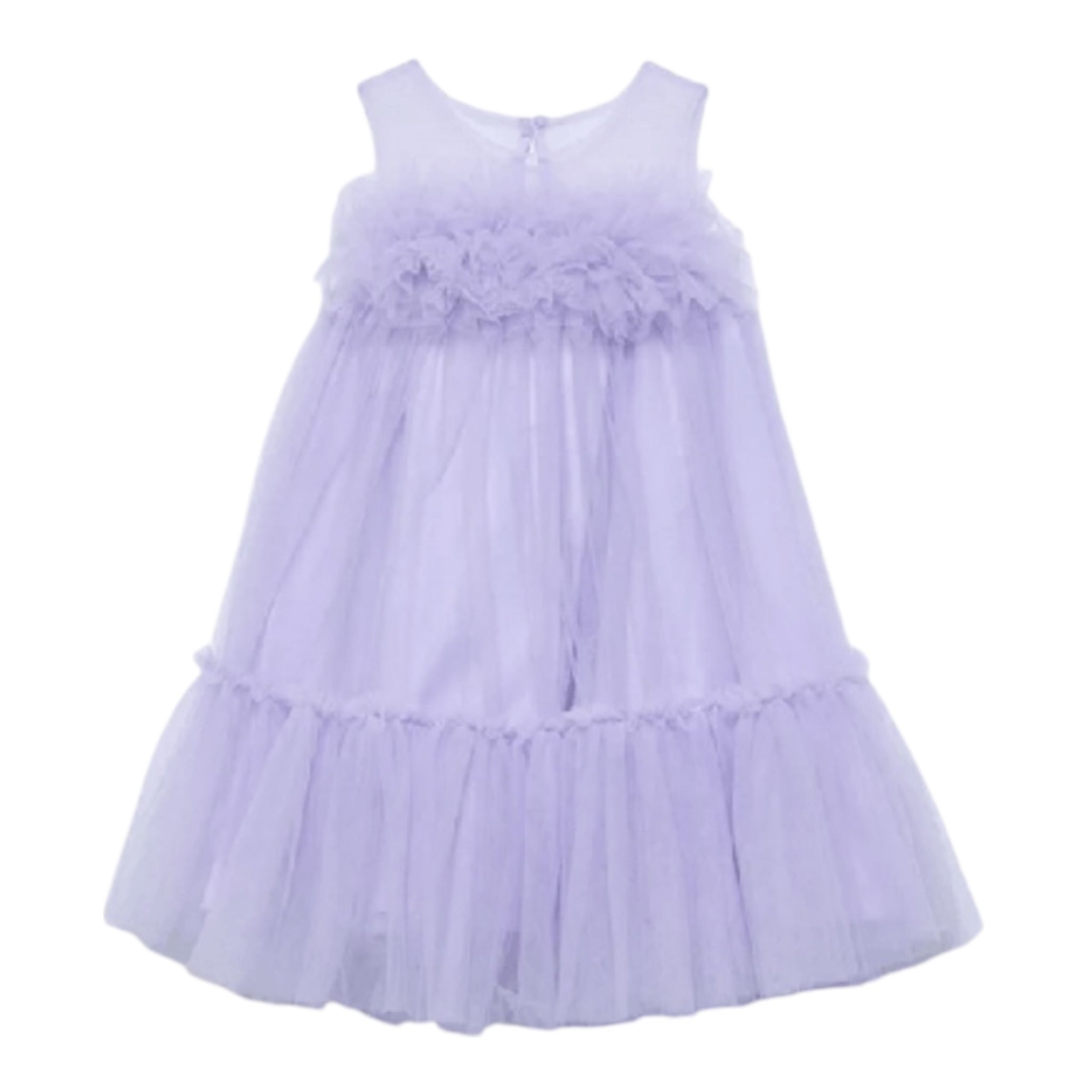 Abel & Lula Abito Tinta Unita Giromanica con Tulle per Bambina 5051X LILLA ABEL & LULA 