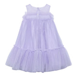 Abel & Lula Abito Tinta Unita Giromanica con Tulle per Bambina 5051X LILLA ABEL & LULA 