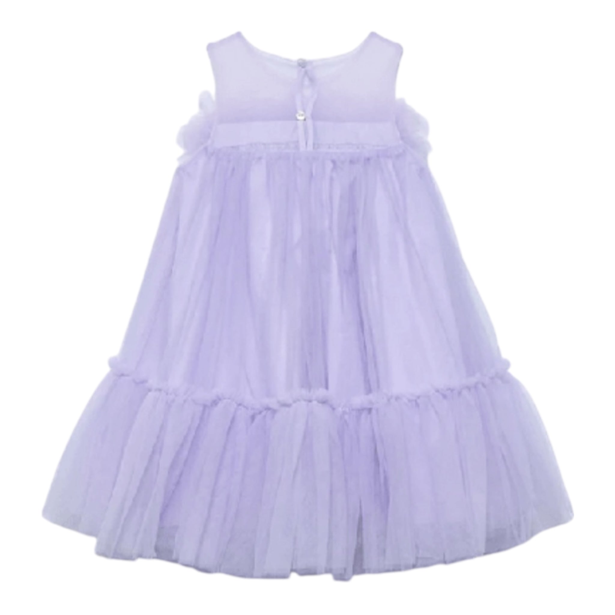 Abel & Lula Abito Tinta Unita Giromanica con Tulle per Bambina 5051X LILLA ABEL & LULA 