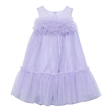 Abel & Lula Abito Tinta Unita Giromanica con Tulle per Bambina 5051XX LILLA ABEL & LULA 