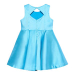 Abel & Lula Abito Giromanica Tinta Unita con Rosa per Bambina 5070 AZZURRO ABEL & LULA 