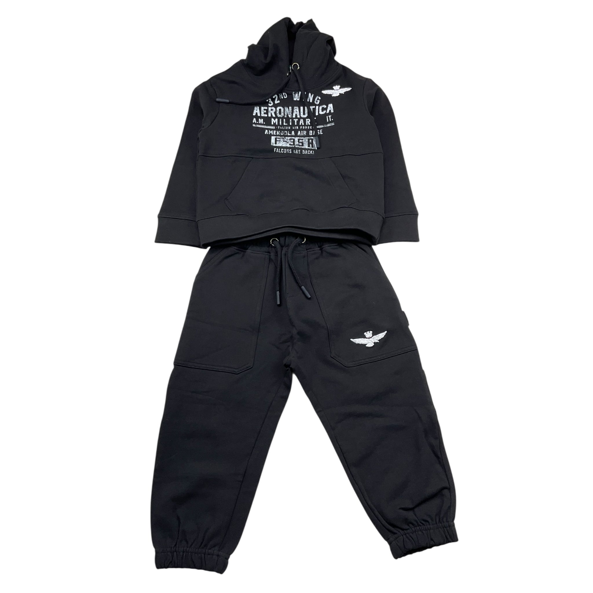 Aeronautica Militare Completo 2 Pezzi Felpa-Pantalone Tinta Unita per Neonato 251TF0005AJ NERO AERONAUTICA MILITARE 