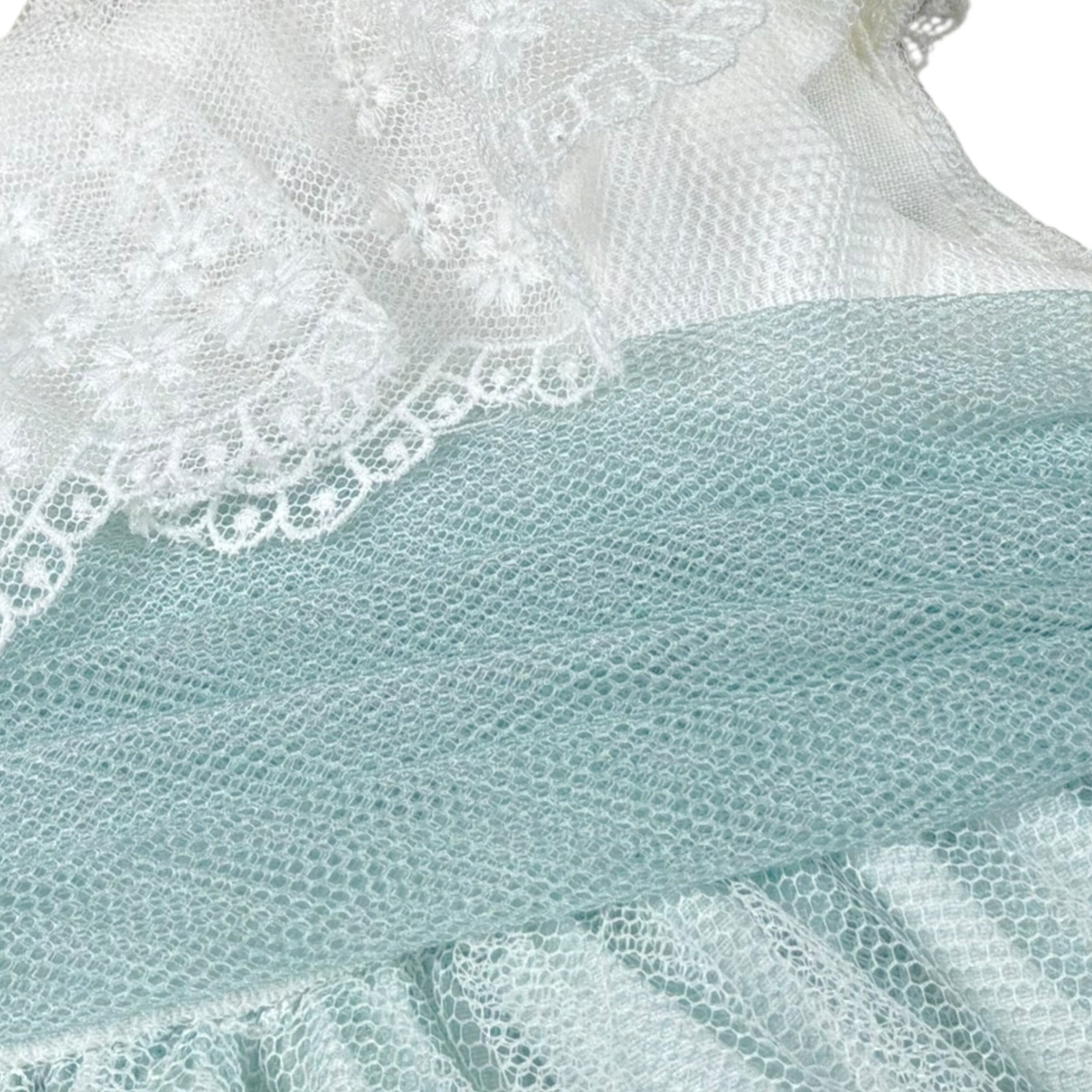 Amaya Abito Mezza Manica tinta unita con Tulle Bianco/Verde per Neonata 591004 BIANCO/VERDE AMAYA 