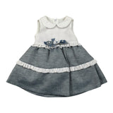 Ambaraba Abito Giromanica Bicolore con Applicazioni per Neonata 211 BIANCO/BLU AMBARABA 