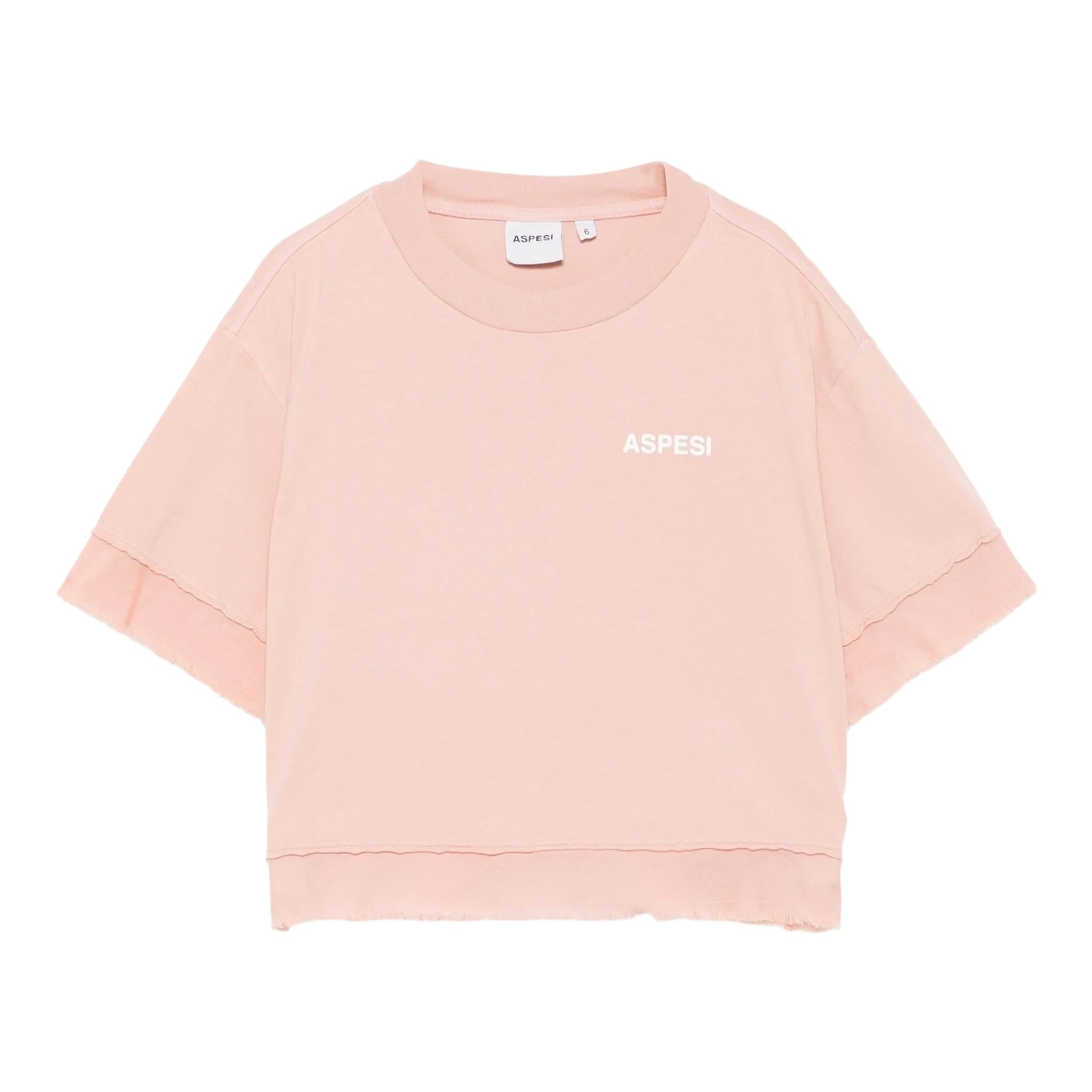 Aspesi T-Shirt Girocollo Tinta Unita con Logo per Bambina S25029TSM7038X ROSA ASPESI 