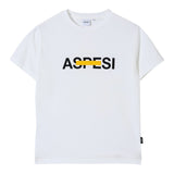 Aspesi T-Shirt Girocollo Tinta Unita con Stampa per Bambino S25051TSM7038 BIANCO ASPESI 