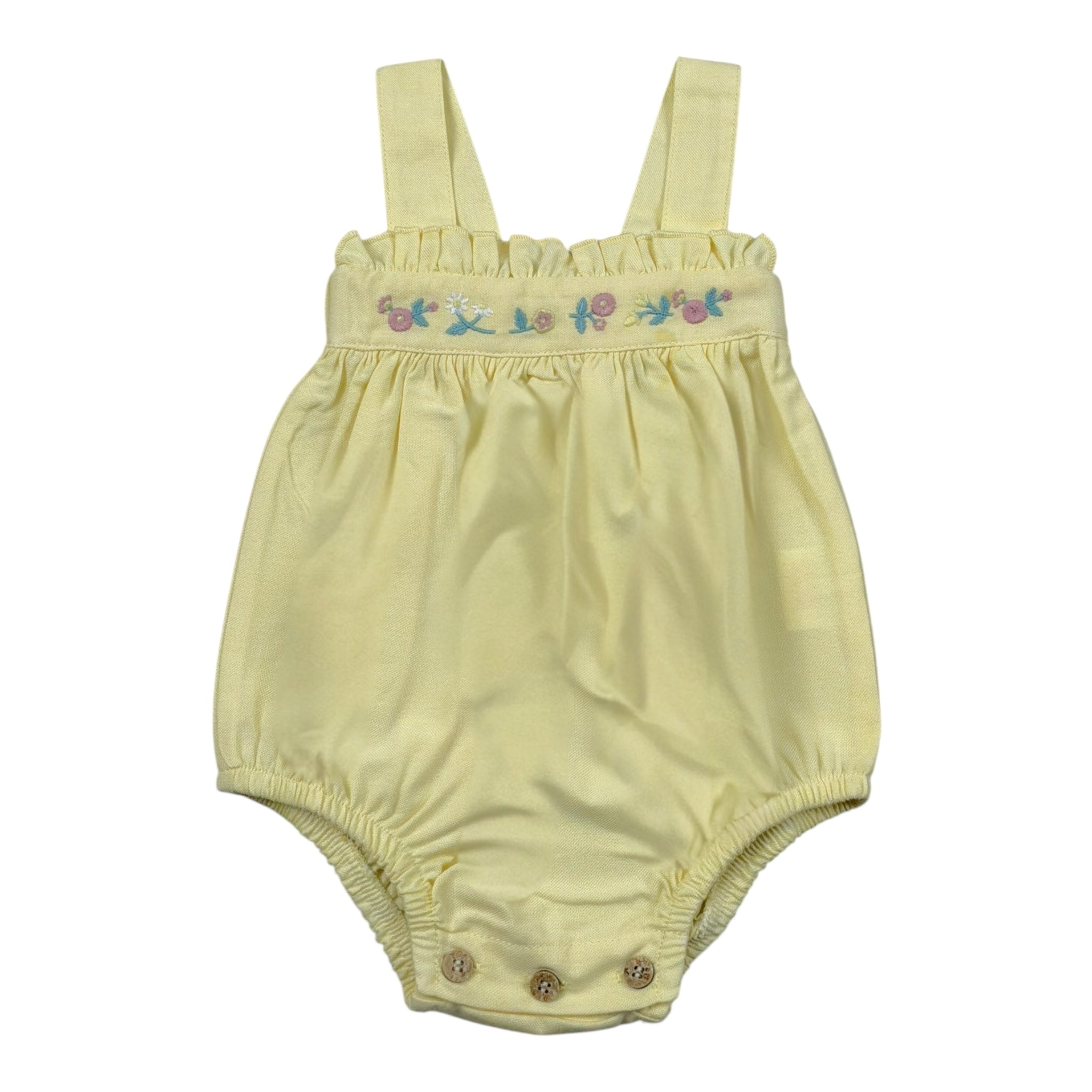 Babidu Pagliaccetto Tinta Unita con Ricami per Neonata 31403 GIALLO BABIDU 