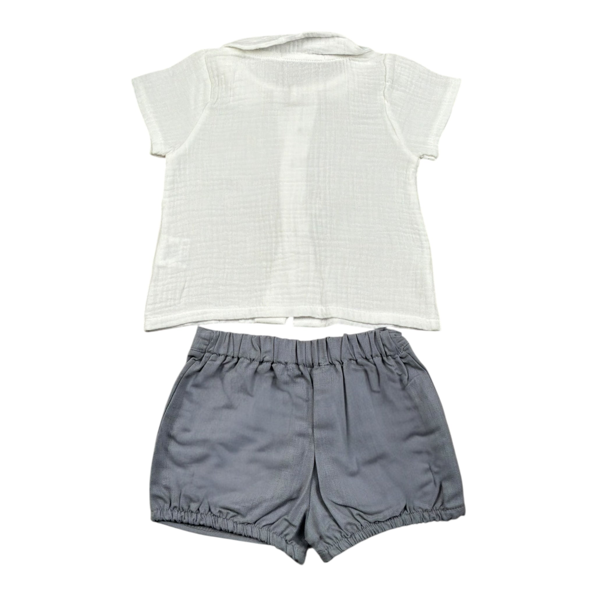 Babidu Completo 2 Pezzi Camicia-Bermuda per Neonato 40405 BIANCO/GRIGIO BABIDU 