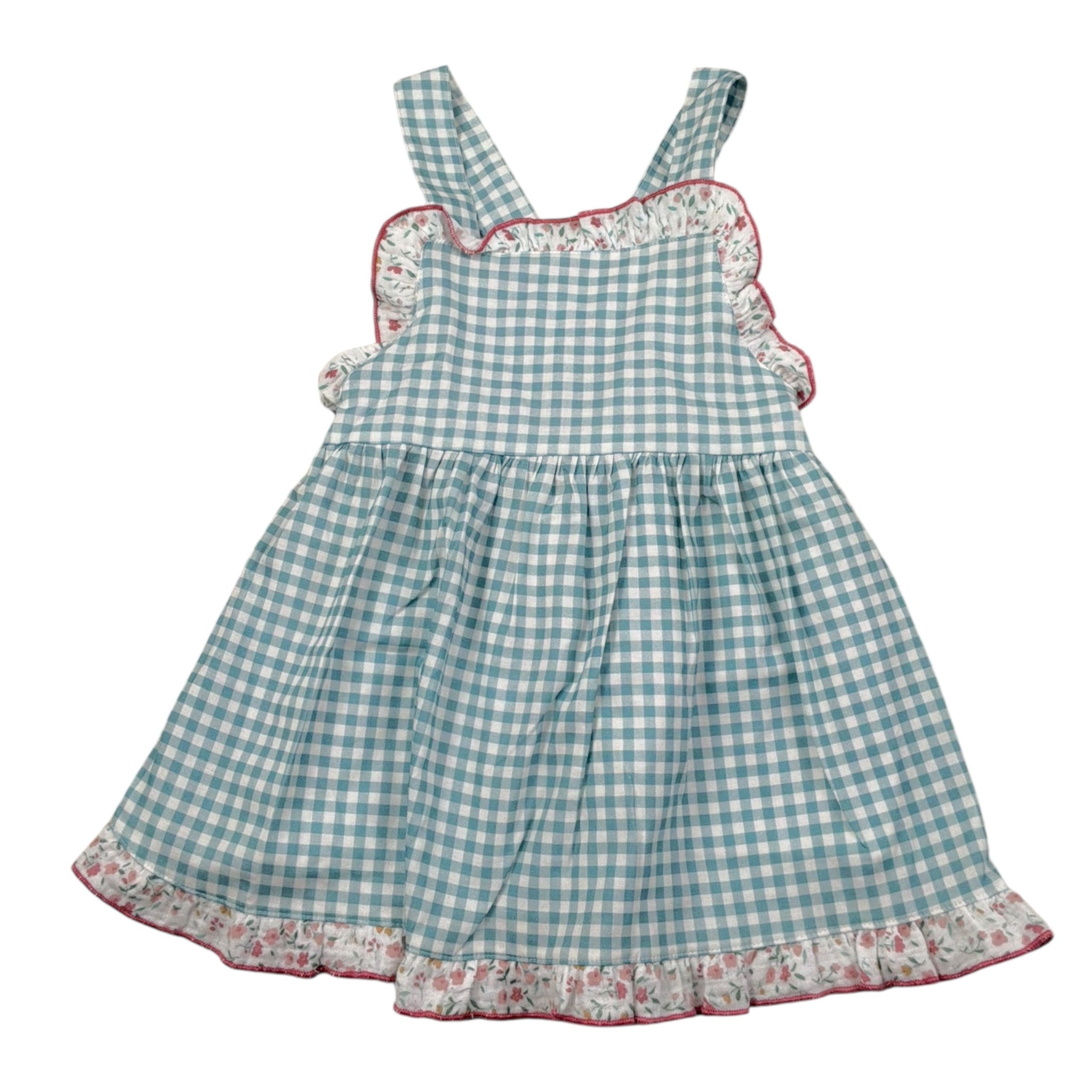 Babidu Abito Bicolore con Stampa Quadri per Bambina 91406J BIANCO/VERDE BABIDU 