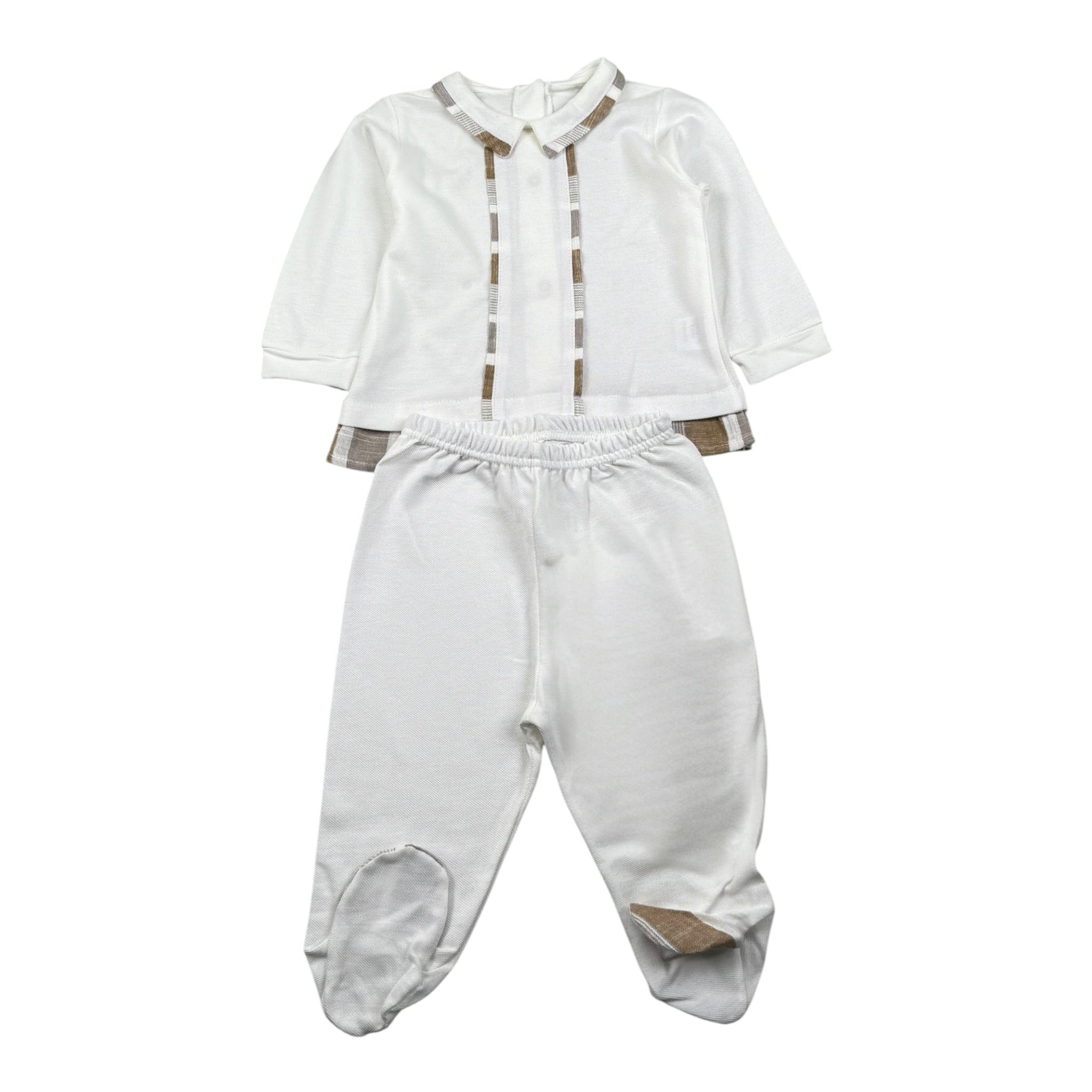 Babyvip Completo 2 Pezzi Shirt-Ghettina Tinta Unita per Neonato T3819 BIANCO BABYVIP 