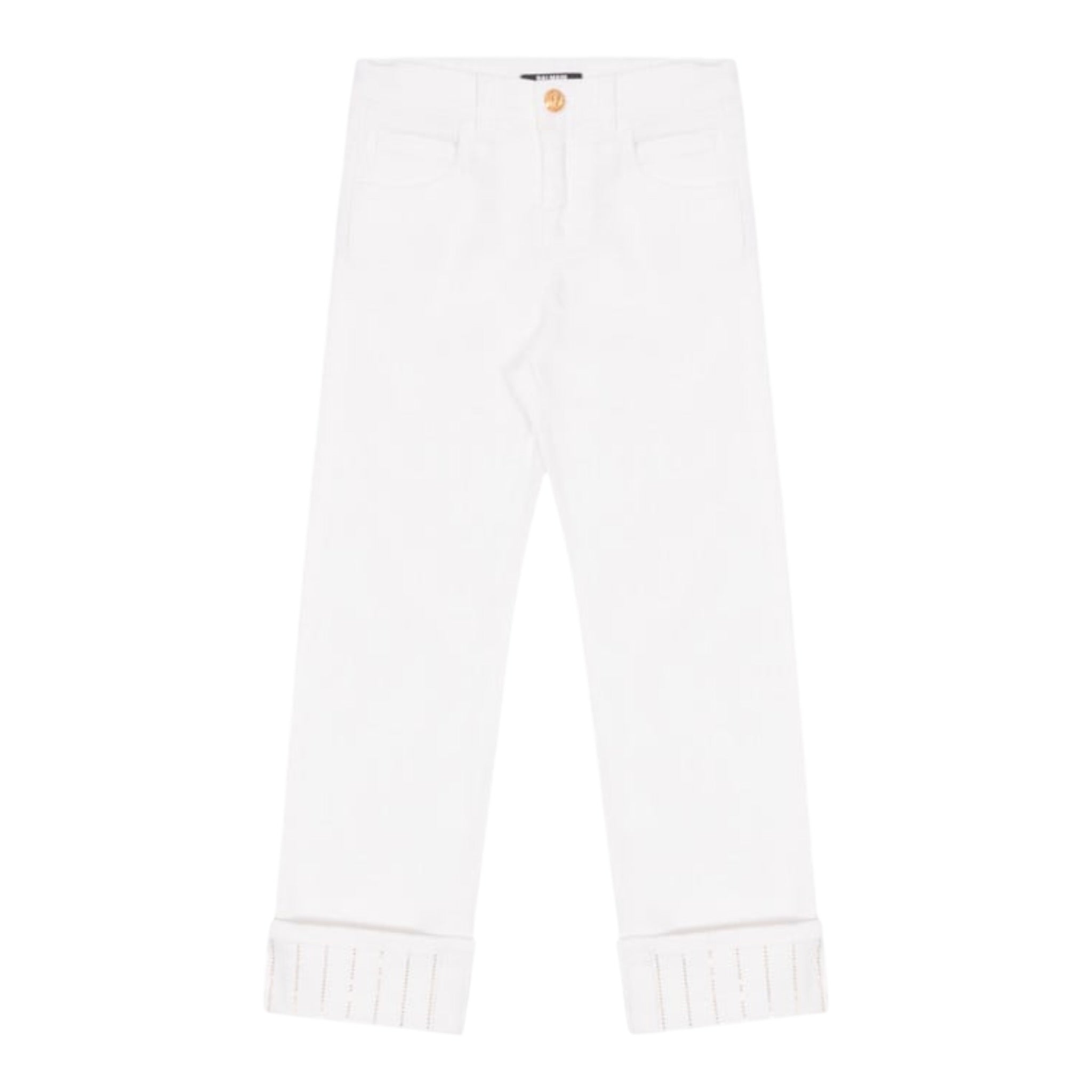 Balmain Jeans tinta unita con 5 Tasche Panna per Bambina BU6Q90 PANNA BALMAIN 
