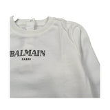 Balmain Felpa Chiusa Girocollo tinta unita con Logo Bianco per Bambino BV4560X BIANCO BALMAIN 