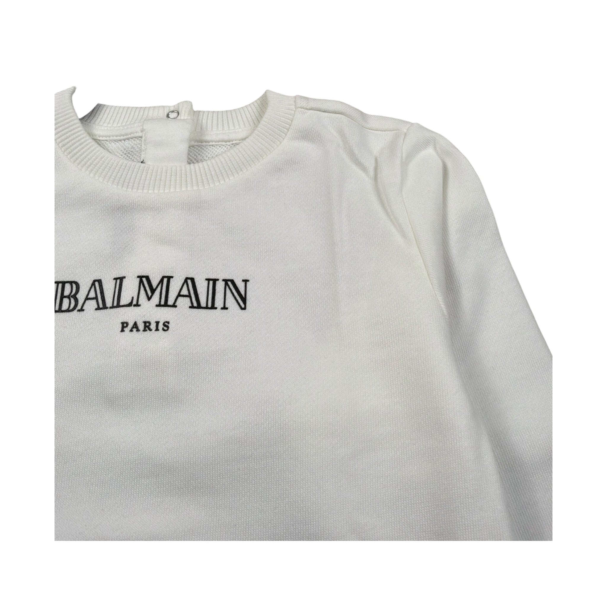 Balmain Felpa Chiusa Girocollo tinta unita con Logo Bianco per Bambino BV4560X BIANCO BALMAIN 