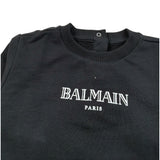 Balmain Felpa Chiusa Girocollo tinta unita con Logo Nero per Bambino BV4560X NERO BALMAIN 