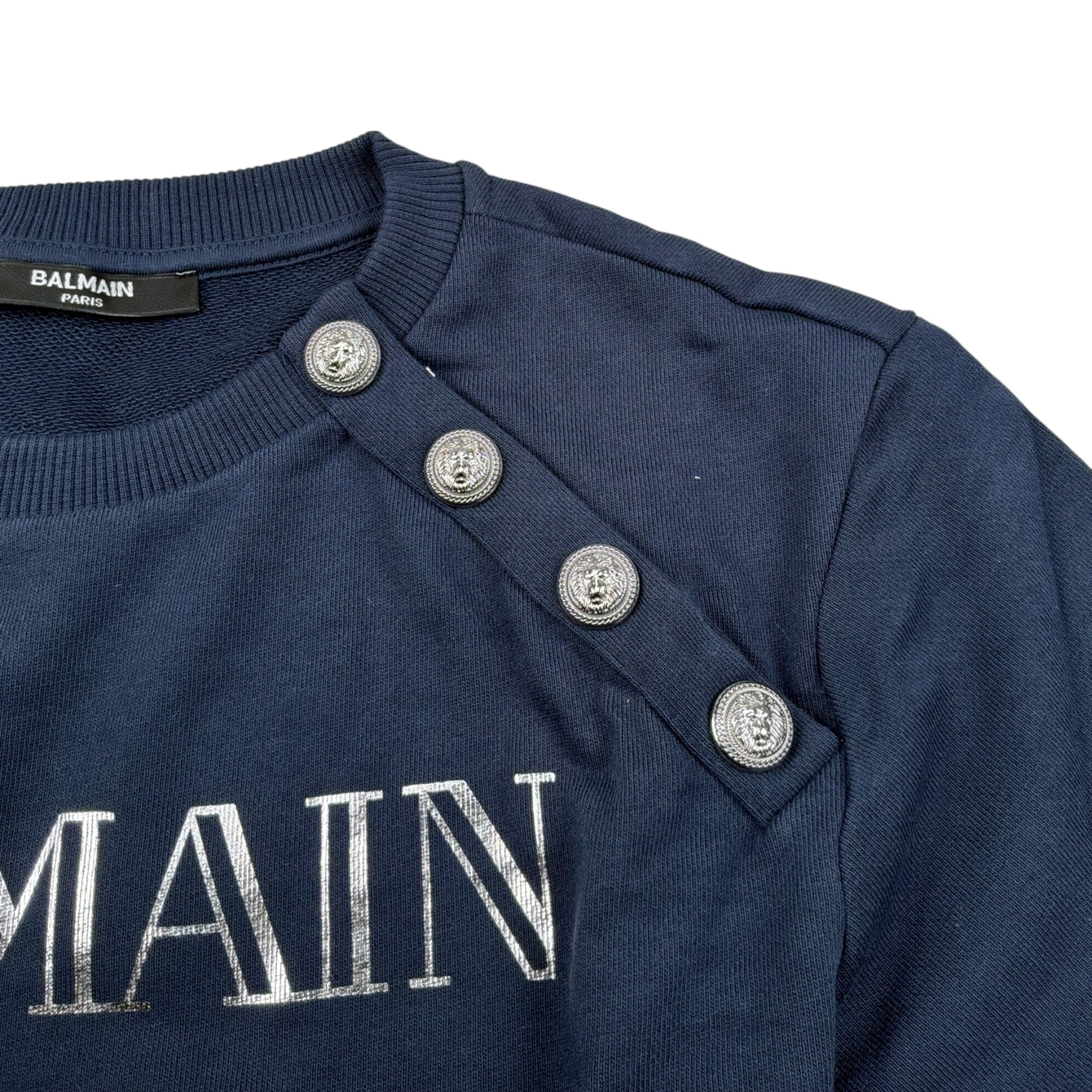 Balmain Felpa Chiusa Girocollo tinta unita con Logo Blu per Bambina BV4Q20 BLU BALMAIN 