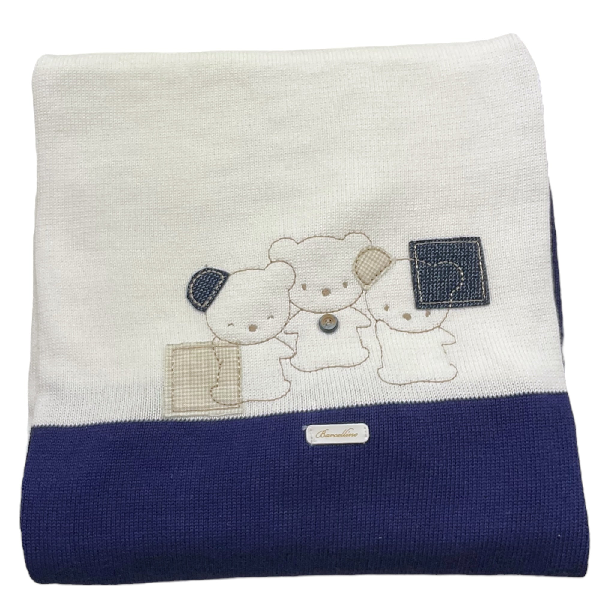 Barcellino Coperta Bicolore con Stampa per Neonato 100516 BIANCO/BLU BARCELLINO 