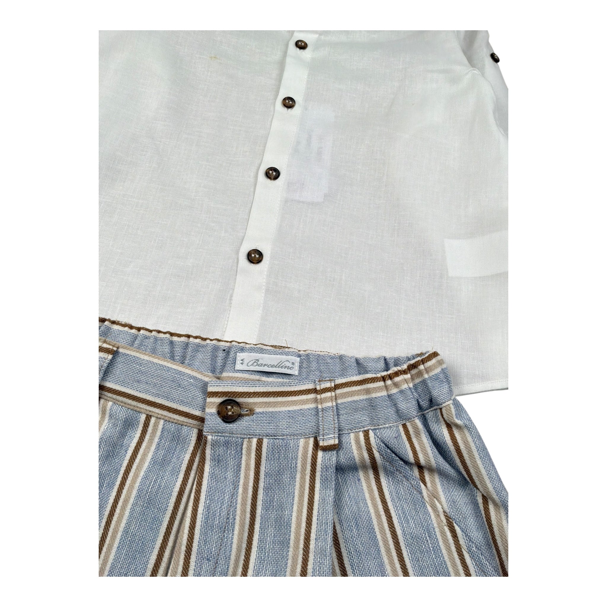 Barcellino Completo 2 Pezzi Camicia-Bermuda per Bambino 120110NJX BIANCO BARCELLINO 