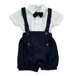 Barcellino Completo 3 Pezzi Camicia-Salopette-Papillon per Neonato 120703 BIANCO/BLU BARCELLINO 