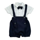 Barcellino Completo 3 Pezzi Camicia-Salopette-Papillon per Neonato 120703 BIANCO/BLU BARCELLINO 