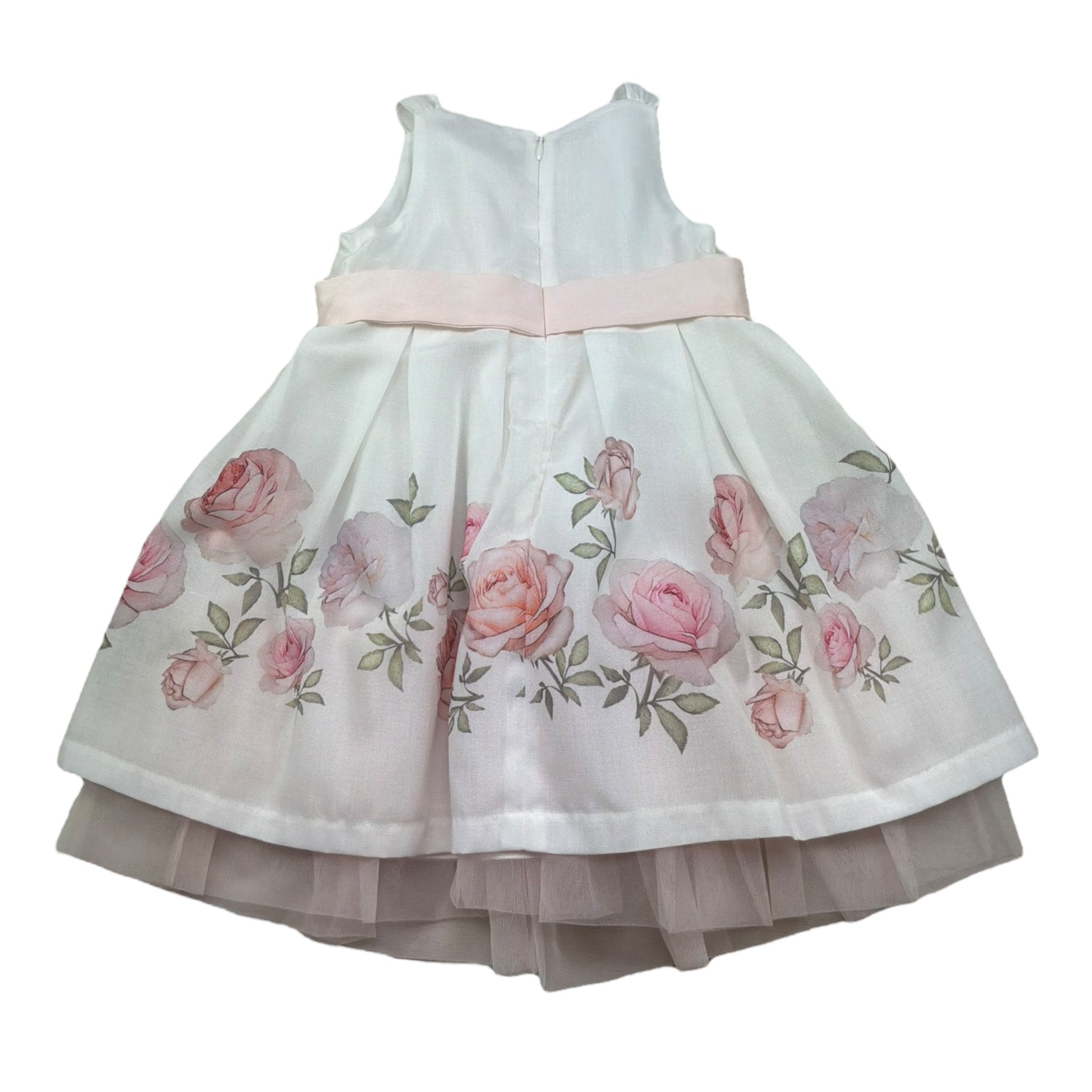 Barcellino Abito Giromanica Tinta Unita con Stampe per Bambina 121310 BIANCO BARCELLINO 