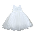 Bella Brilli Abito Cerimonia Tinta Unita Giromanica per Bambina BB902548 BIANCO BELLA BRILLI 