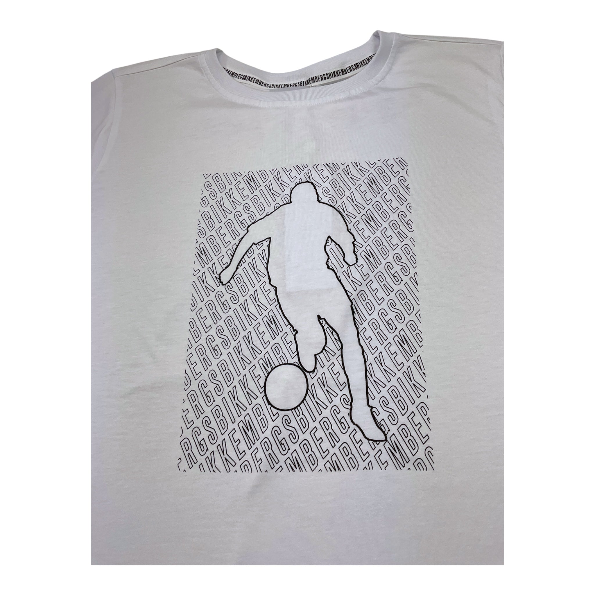 Bikkembergs T-Shirt Girocollo Tinta Unita con Stampa per Bambino BK3153 BIANCO BiKKEMBERGS 