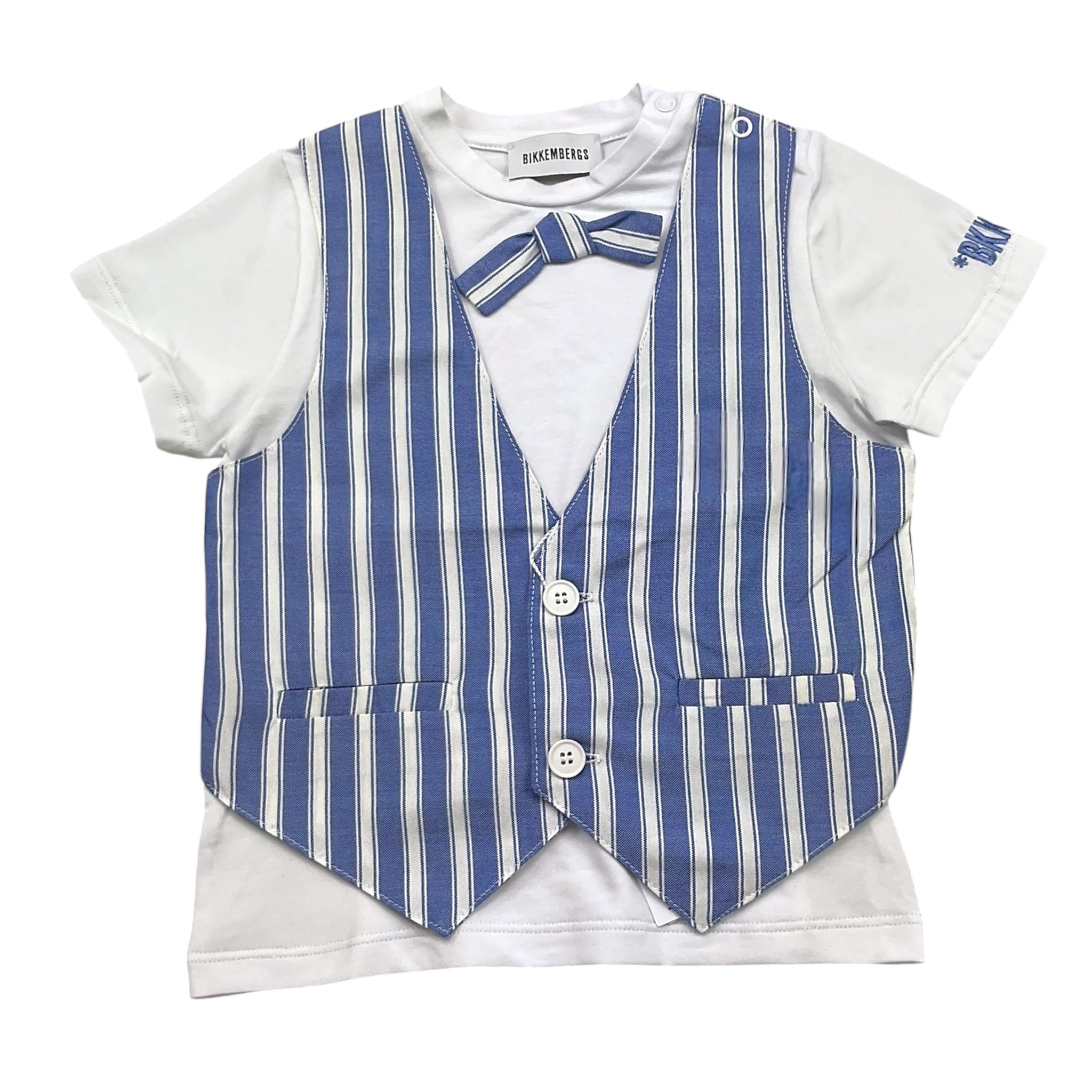 Bikkembergs T-Shirt Tinta Unita con Panciotto Incorporato per Neonato BK3453 BIANCO BiKKEMBERGS 