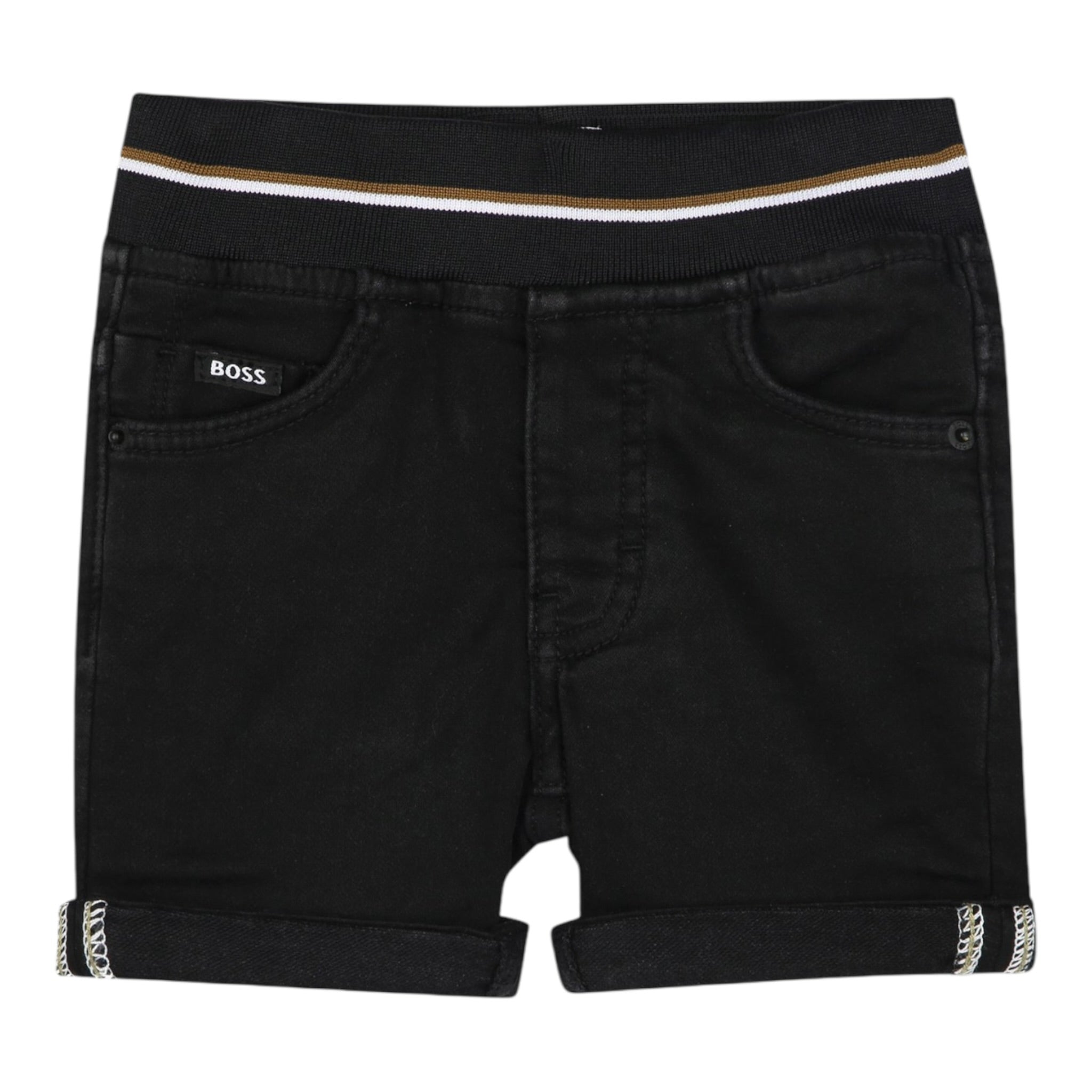Boss Bermuda Tinta Unita con Elastico In Vita per Neonato J52091 NERO BOSS 