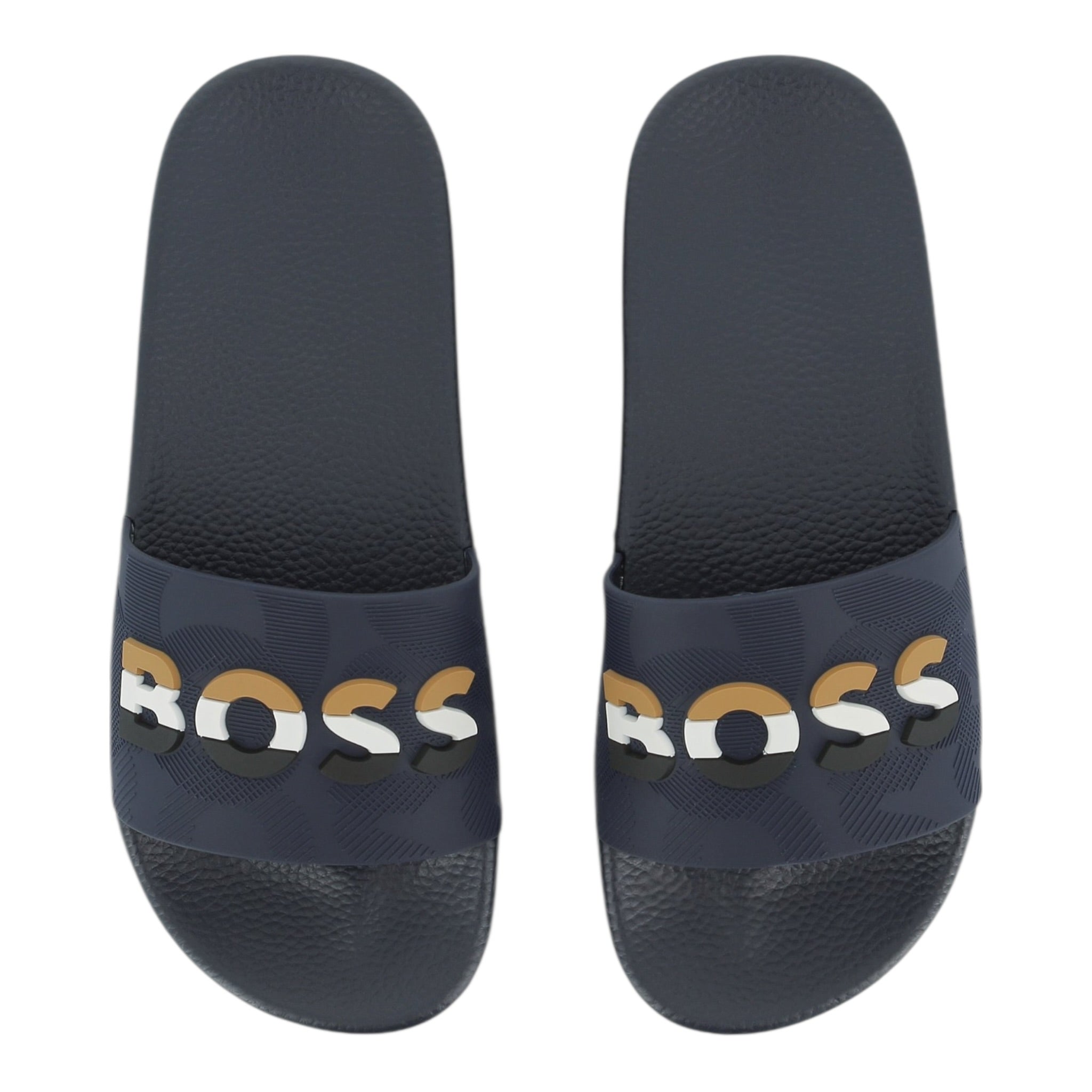 Boss Ciabatte Tinta Unita con Logo per Bambino J52269 BLU BOSS 