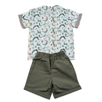 Calamaro Completo 2 Pezzi Camicia-Bermuda per Bambino 17940J BIANCO/VERDE CALAMARO 