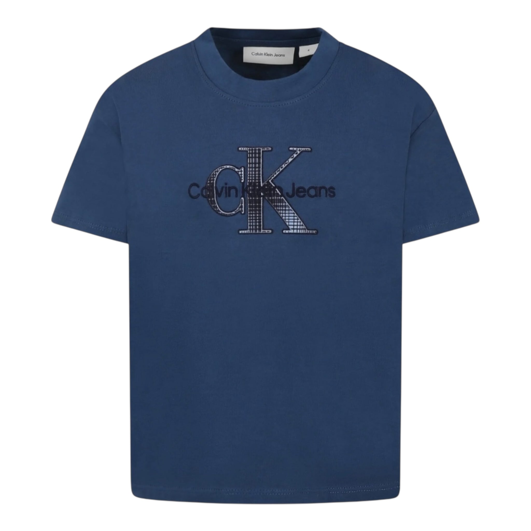 Calvin Klein T-Shirt Girocollo Tinta Unita con Stampa per Bambino IB0IB02359 BLU CALVIN KLEIN 