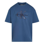 Calvin Klein T-Shirt Girocollo Tinta Unita con Stampa per Bambino IB2359J00 BLU CALVIN KLEIN 
