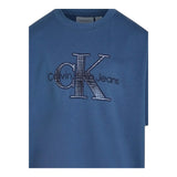 Calvin Klein T-Shirt Girocollo Tinta Unita con Stampa per Bambino IB2359J00 BLU CALVIN KLEIN 
