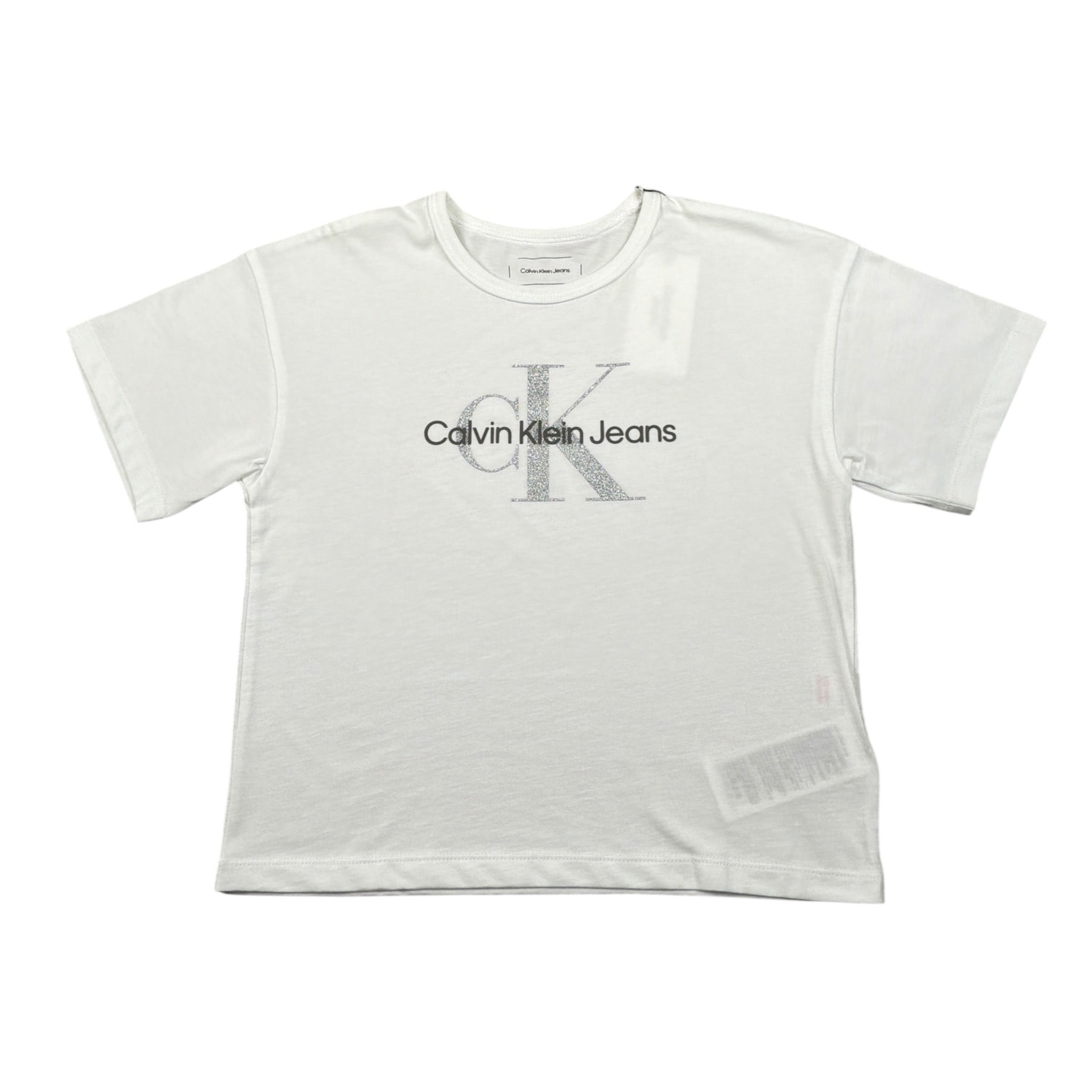Calvin Klein T-Shirt Girocollo tinta unita con Logo Bianco per Bambina IG0IG02801XX BIANCO CALVIN KLEIN 