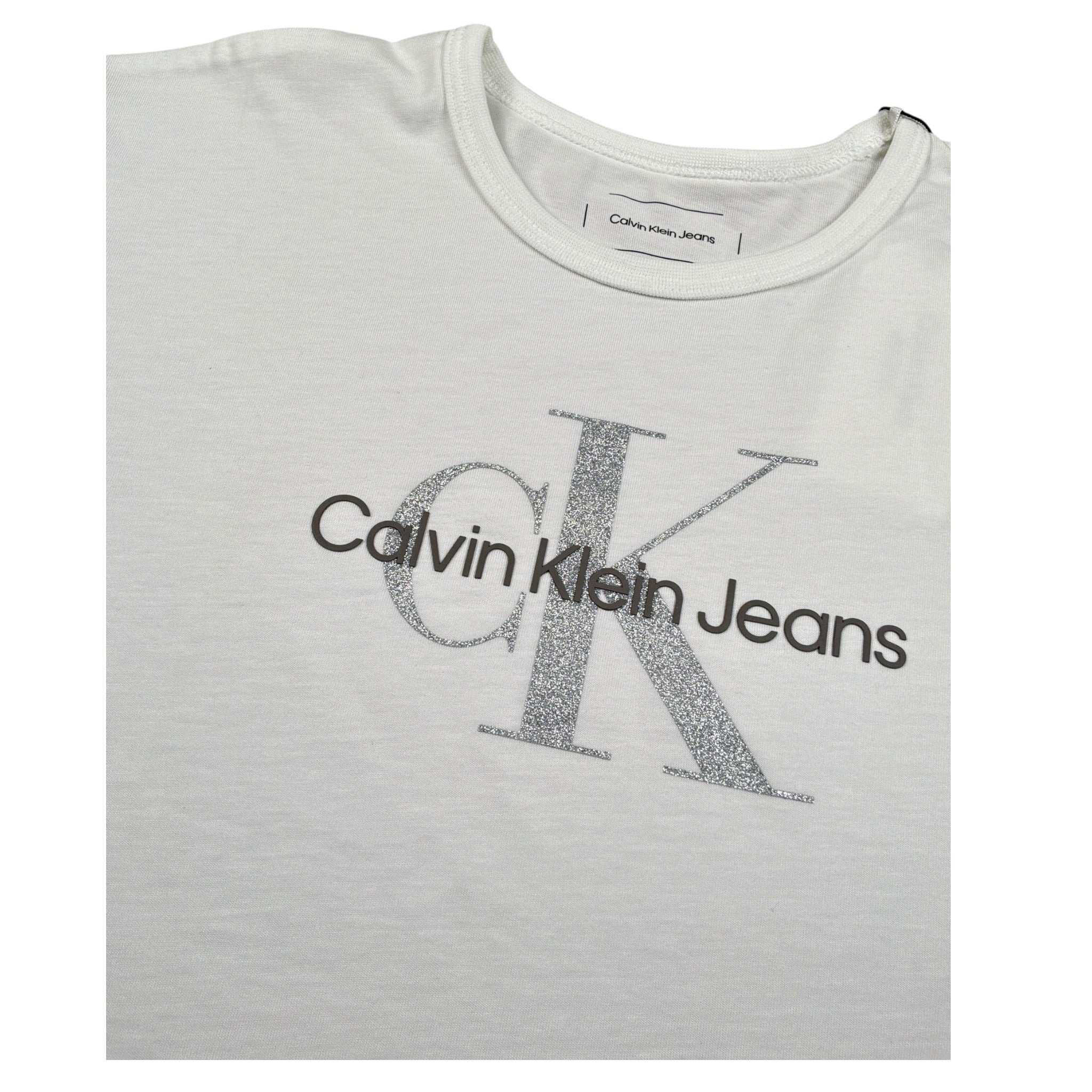 Calvin Klein T-Shirt Girocollo tinta unita con Logo Bianco per Bambina IG0IG02801XX BIANCO CALVIN KLEIN 