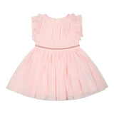 Carre'Ment Beau Abito Mezza Manica Tinta Unita In Tulle per Neonata Y30165 ROSA CARRE'MENT BEAU 