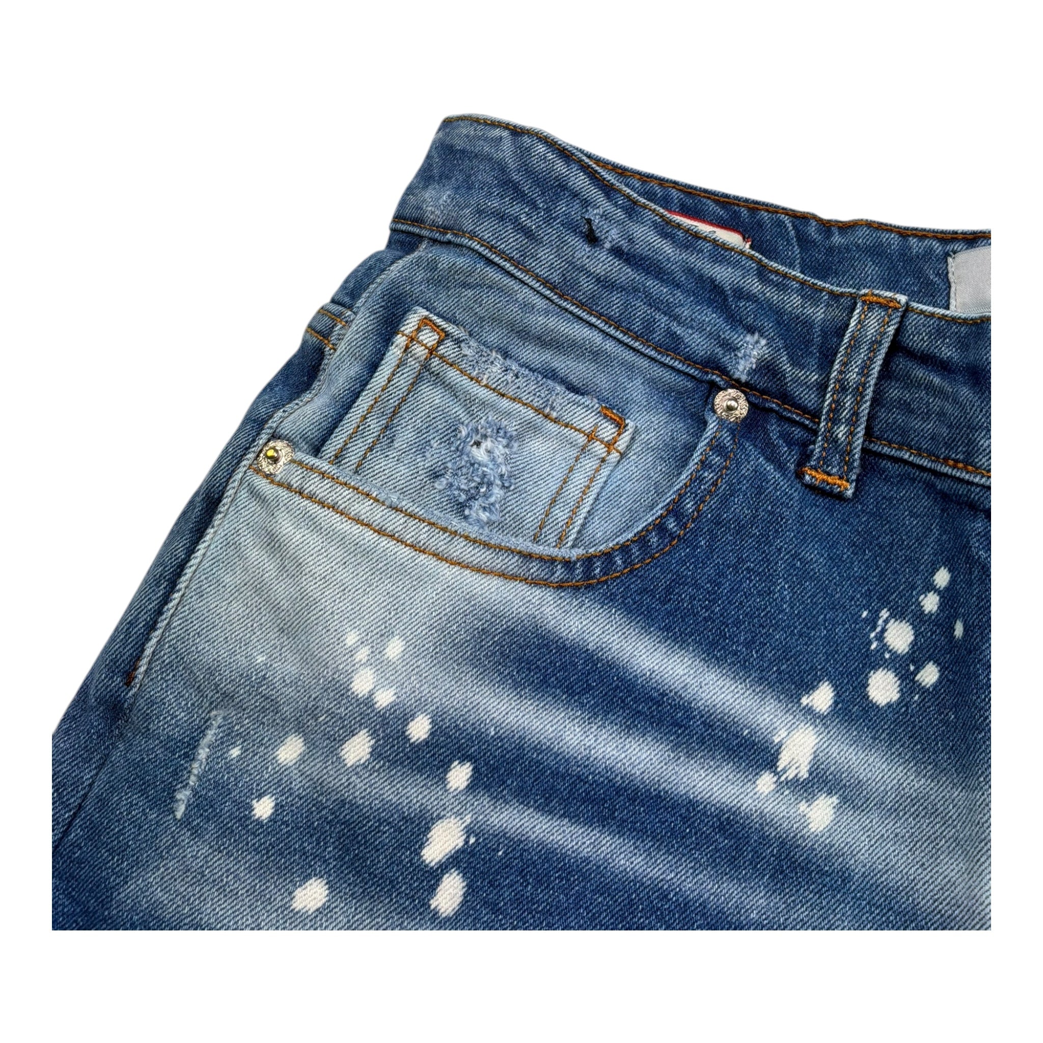 Cianotic Bermuda In Denim Tinta Unita con Strappi per Bambino 20165 BLU CIANOTIC 