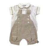 Colibri Completo 2 Pezzi Camicia-Salopette Bicolore per Neonato 2CCTCPP BIANCO/BEIGE COLIBRI 