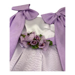 Colori Chiari Abito Giromanica Cerimoniale Bicolore con Fiocchi In Contrasto per Bambina FB107653J BIANCO COLORI CHIARI 