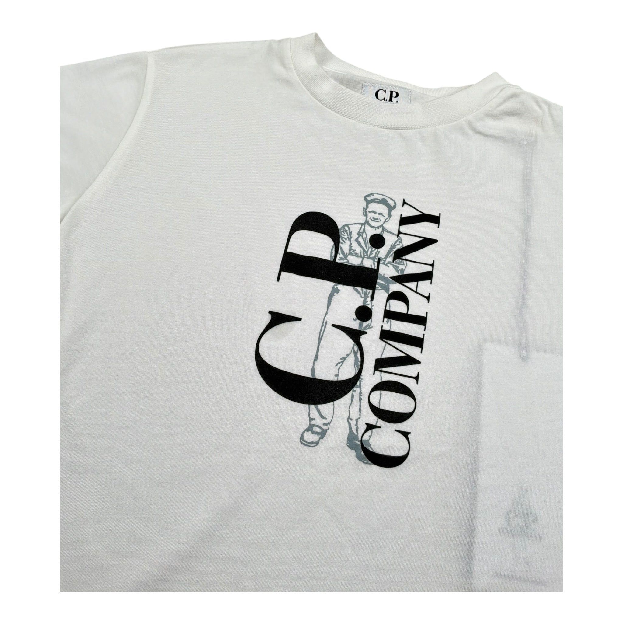C.P. Company T-Shirt Girocollo Tinta Unita con Stampa per Bambino CNM00L BIANCO C.P. COMPANY 