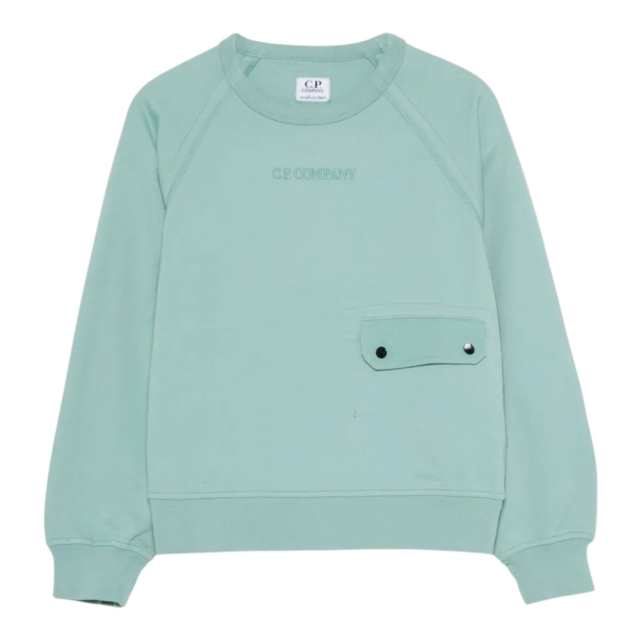 C.P. Company Felpa Chiusa Girocollo Tinta Unita per Bambino CUF015 VERDE ACQUA C.P. COMPANY 