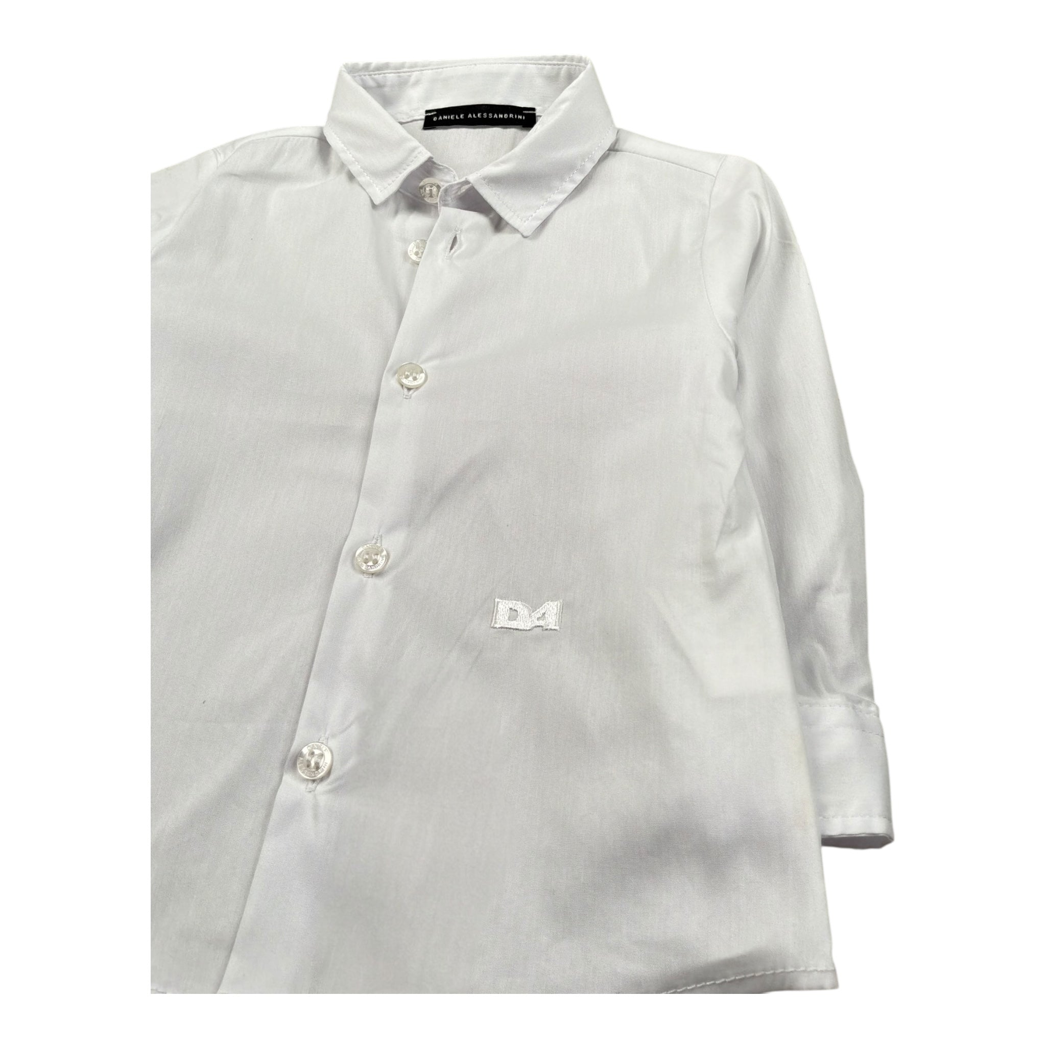 Daniele Alessandrini Camicia Manica Lunga Tinta Unita con Logo per Bambino 1295C00267J BIANCO DANIELE ALESSANDRINI 