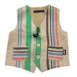 Daniele Alessandrini Gilet Tinta Unita con Fantasia A Righe per Neonato 1296B00300N BEIGE DANIELE ALESSANDRINI 